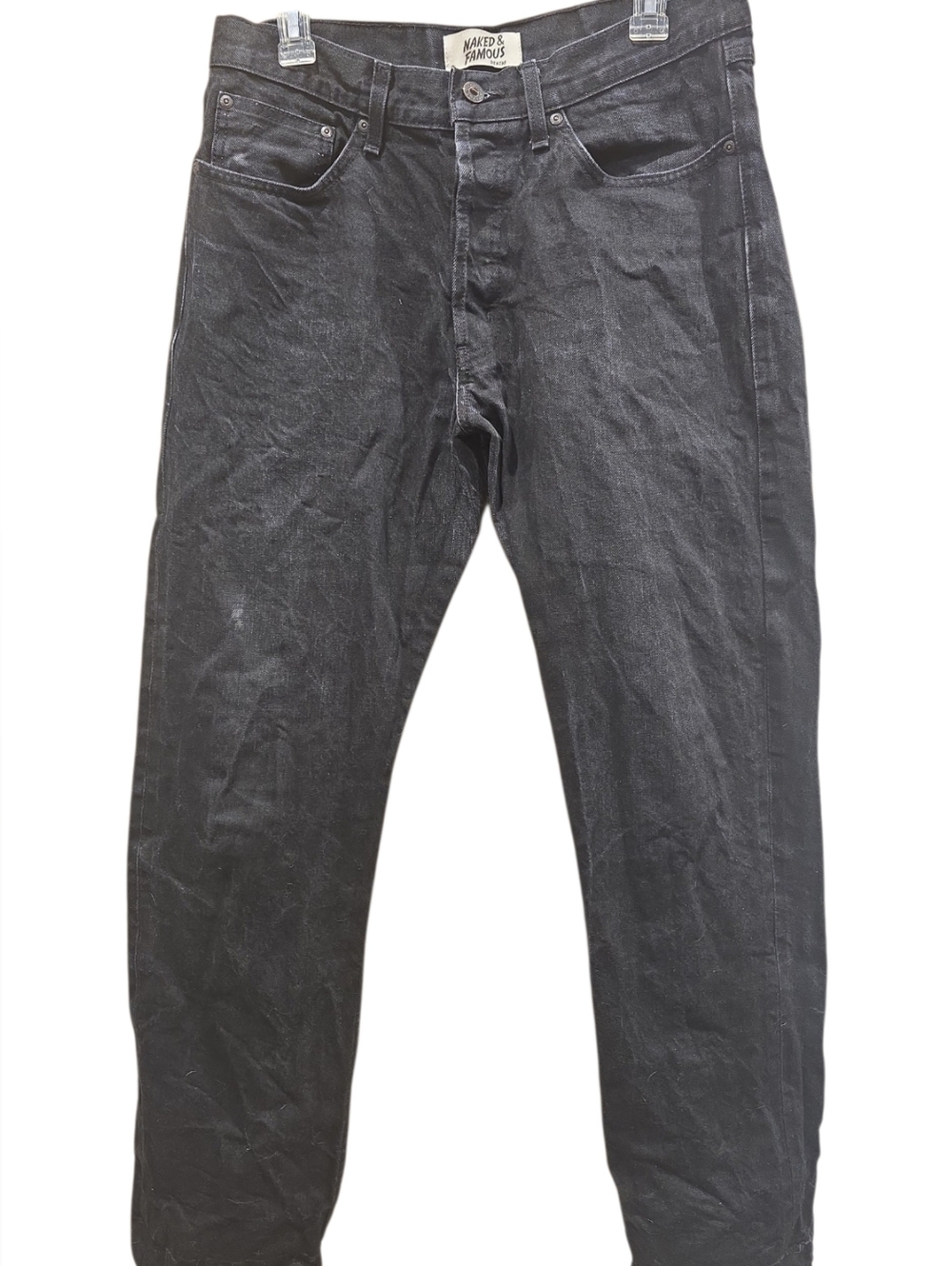 Naked & Famous Jeans - True Guy - Size 34 - Solid Black Selvedge